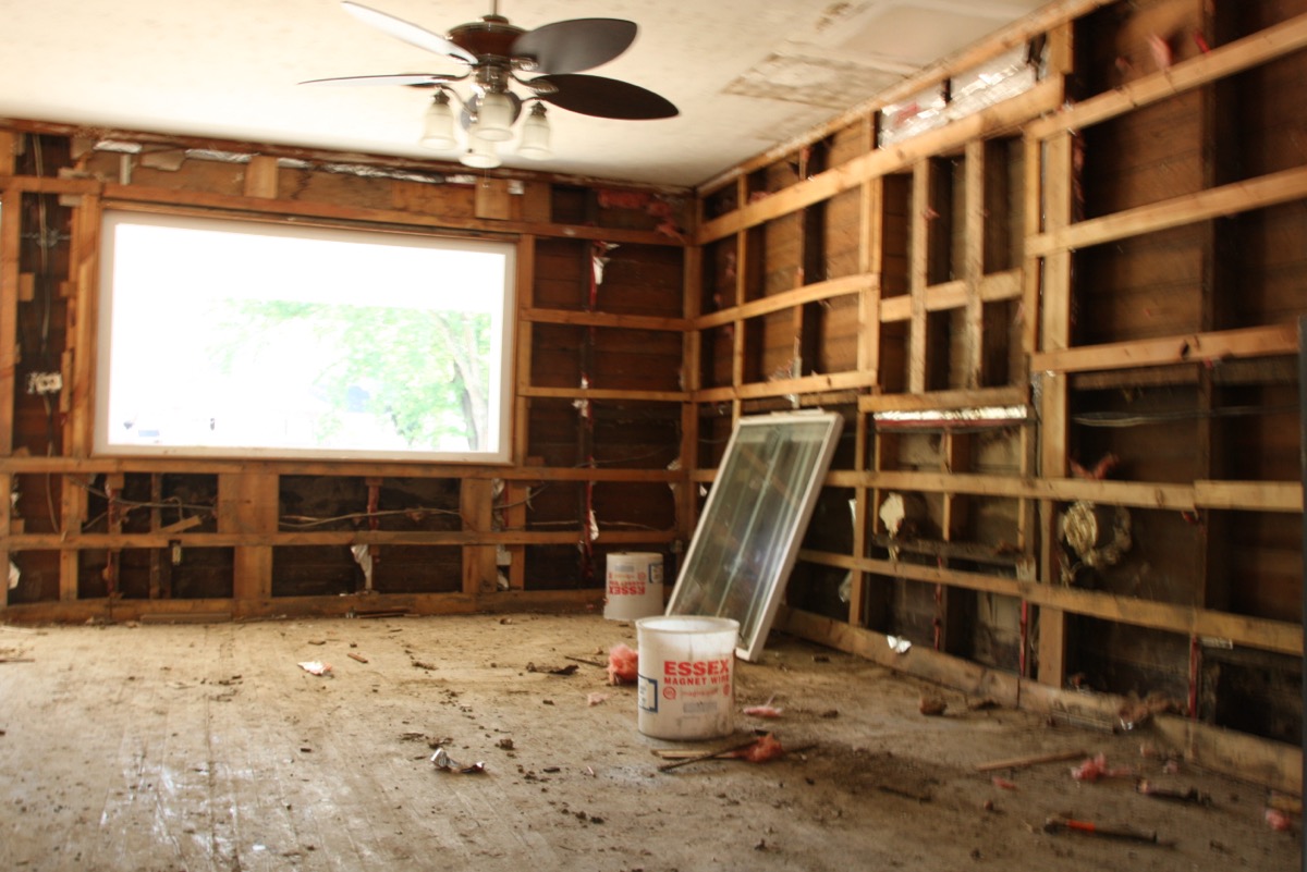 Interior of a Kentucky home showing extensive water and flood damage — FEMA photo, public domain